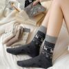 Fair Island wool tree socks women's retro medium tube Japanese autumn and winter cartoon animal stacking socks