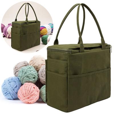 Canvas Garnaufbewahrungstasche Solide Stricktasche Griffdesign Leicht Tragbar