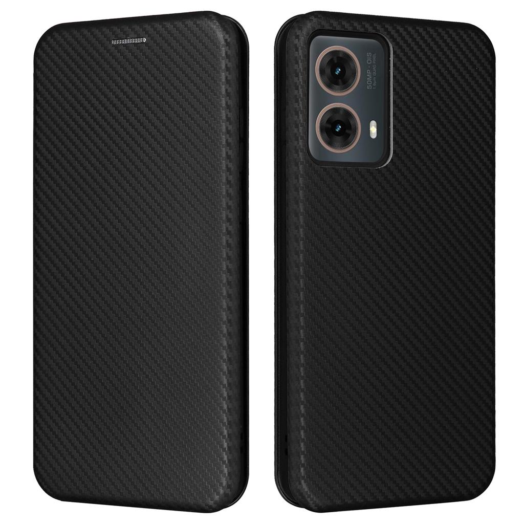 For Motorola Moto G85 5G Case Card Holder Leather Carbon Fiber Texture Phone Cover