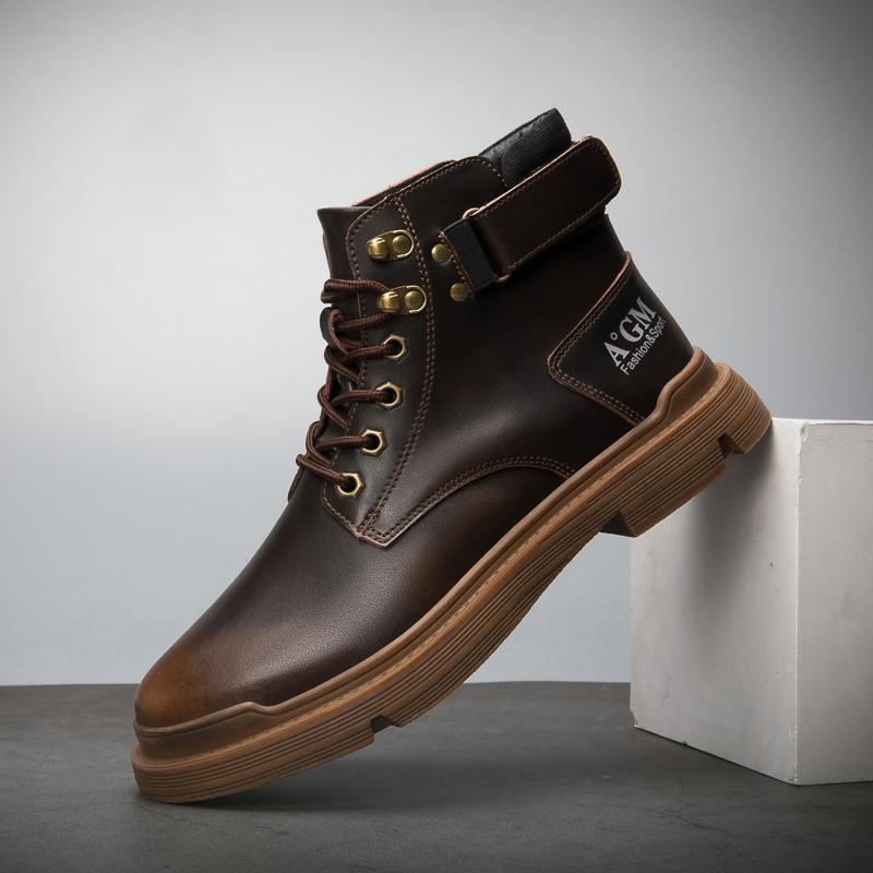 Brand Winter Mens Fur Army Military Boots Casual Leather Shoes Fashion Designer Motorcycle Man Boots Botas Warm Outdoor Footwear