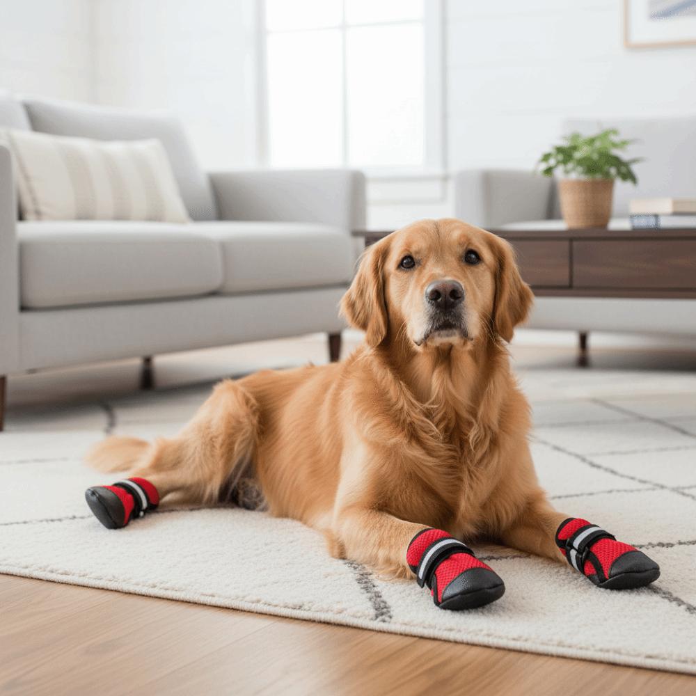 4 pcs/set Anti-slip Dog Mesh Shoes Breathable Soft Sole Dog Walking Boots Lightweight Wear-resistant Pet Shoe Cover