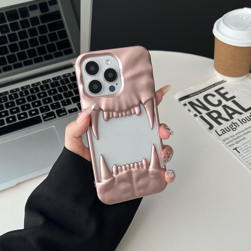Hollow Heat Dissipation Pleated Electroplated Tiger Teeth Suitable for IPhone 16 Mobile Phone Case Apple 15 Matte 14 Protective Cover