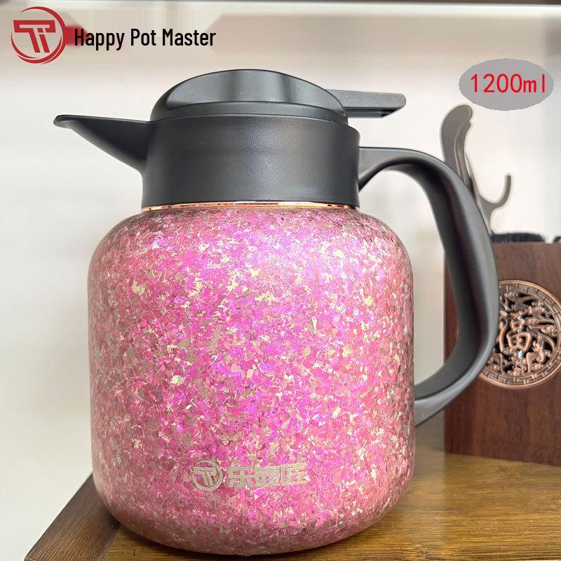 2025 Pure Titanium Large Ice Flower Stewing Teapot - Double Layer Vacuum Insulated 1200ml