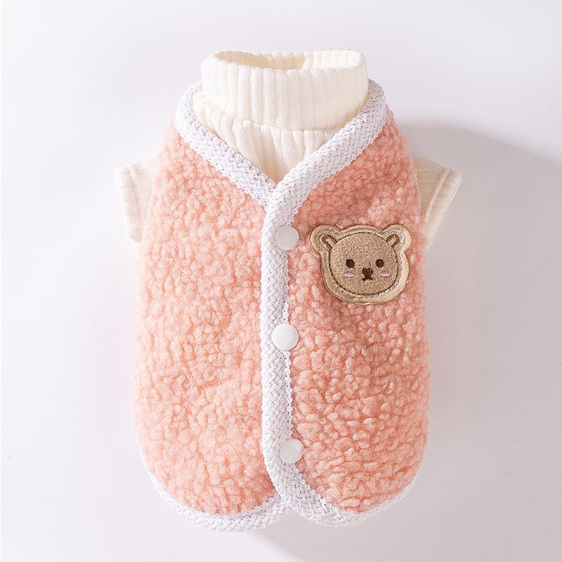 Korean Version of Autumn and Winter Cat Cute Bear Teddy Vest Vest Vest Set Medium and Small Dog Dog Pet Clothes