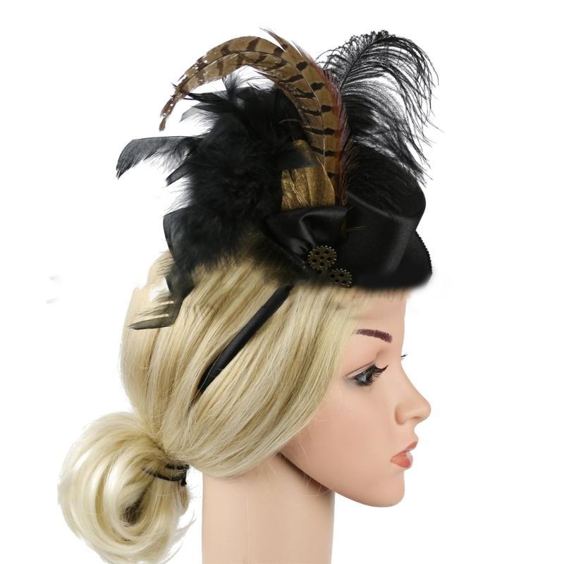 Elegant Fascinator Top Hat Pillbox Hat for Women Cocktail Tea Party Headwear Exquisite French Fascinator for Halloween