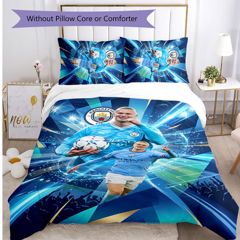Set Biancheria da Letto 3 Pezzi Stampato Erling Haaland Traspirante Copripiumino con Federe Biancheria da Letto Decorativa per Camera da Letto Casa