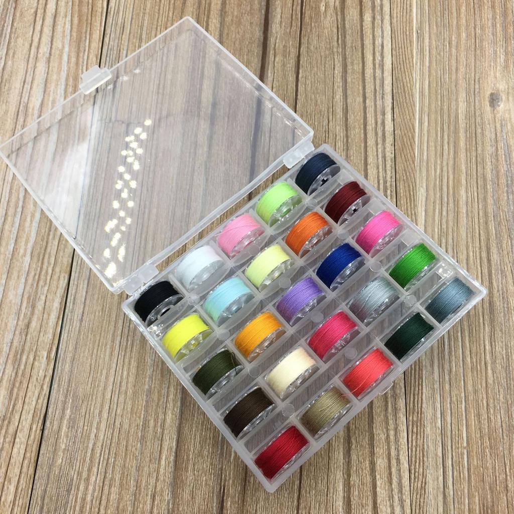 25 Colors Set Bobbin Thread Polyester Thread Spools Sewing Machine Bobbins With Storage Box For Embroidery Sewing Accessories