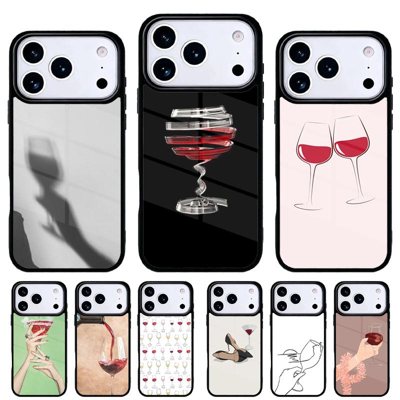 Rotwein Glas Handyhülle für iPhone 17 Air 16e 15 14 13 Pro Max Rückseite für 12 11 Pro Coque
