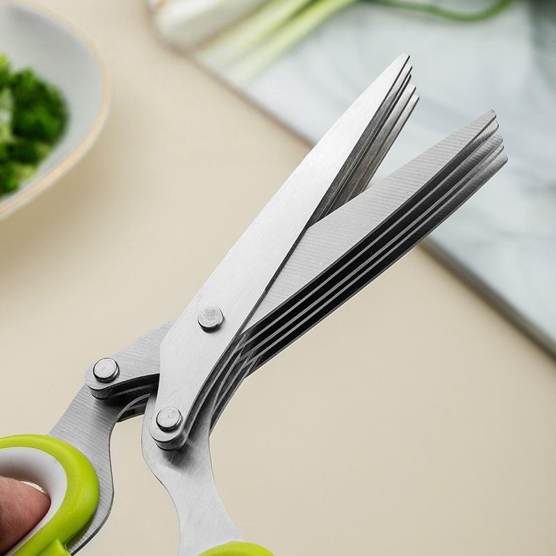 Thickened Version Multi-functional Stainless Steel 5 Layer Kitchen Scissors Shredded Chopped Scallion Cutter LaverCutCookingTool