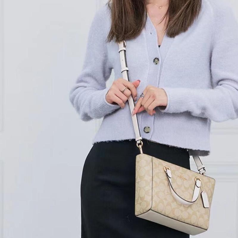 New COACH Alice Leather Shoulder Bag, Crossbody Bag, Handbag Trumpets Women's Light Brown CA613-IMDQC