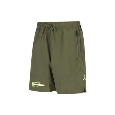 Solid High-Waist Straight-Leg Sport Shorts Men Bottoms Army-Green DM9981-222