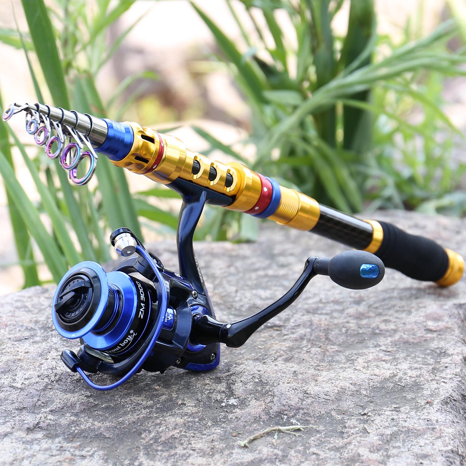 

Рыболовный комплект 1,8-3,3 м телескопическая удочка для спиннинга комбинированная карповая приманка портативная дорожная удочка наборы катушек 2.1m Rod & ZM30 золотой/синий