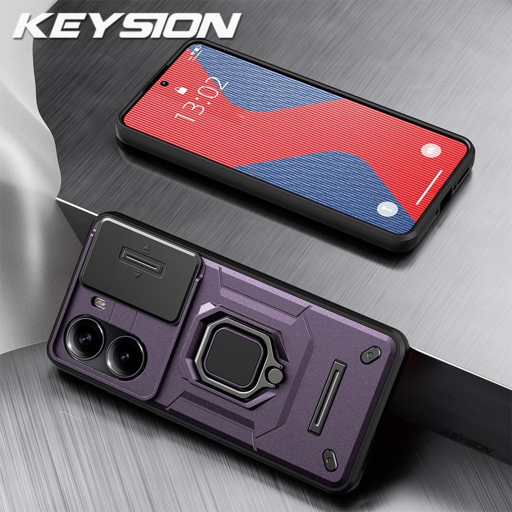 

KEYSION Противоударный защитный чехол для Xiaomi POCO X7 Pro Slide Camera Lens Защитное кольцо-подставка для телефона Задняя крышка для Redmi Turbo 4 for Redmi Turbo 4 фиолетовый