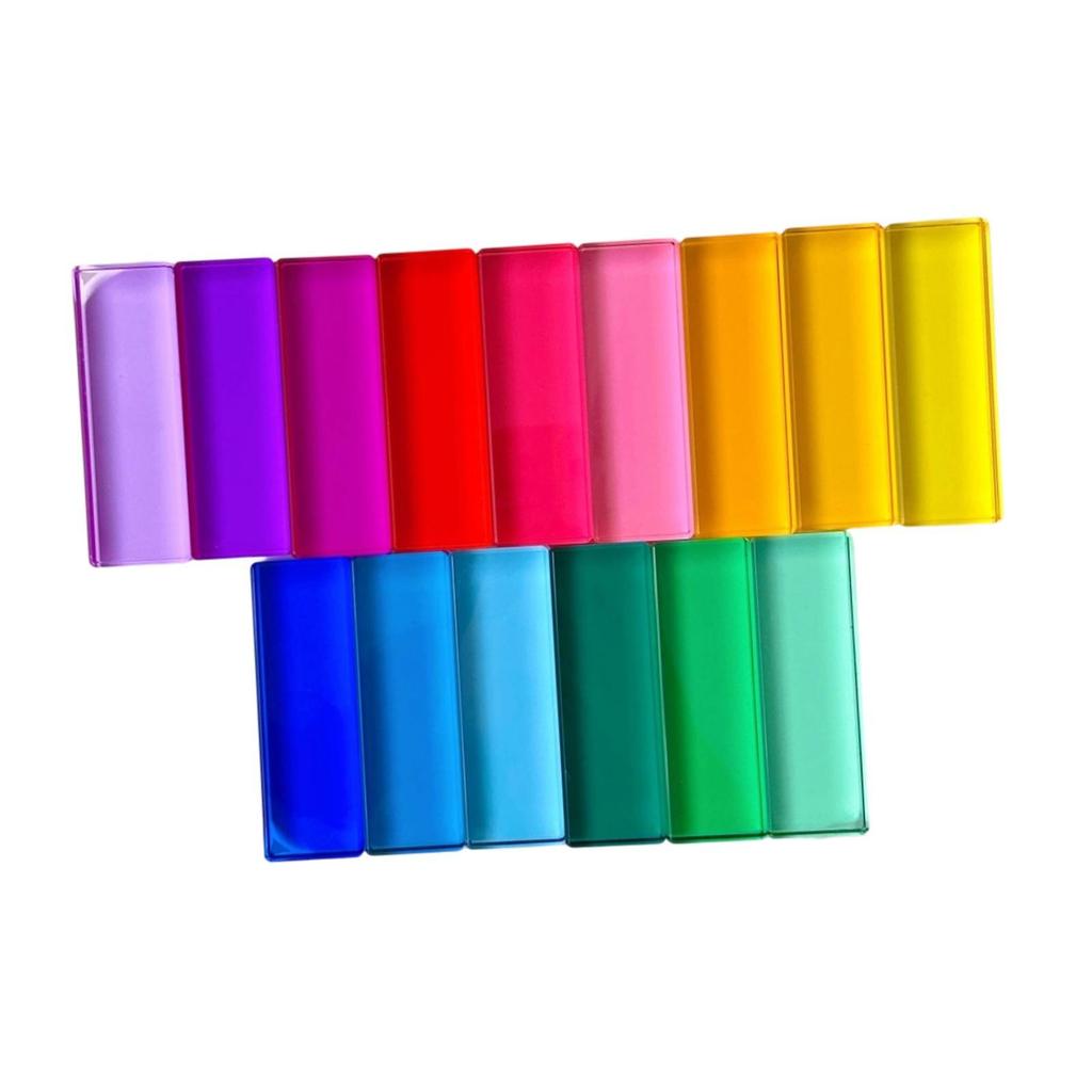 15x Rainbow Blocks Birthday Gifts Translucent Rectangle Learn Color Sensory Training Toys Stacking