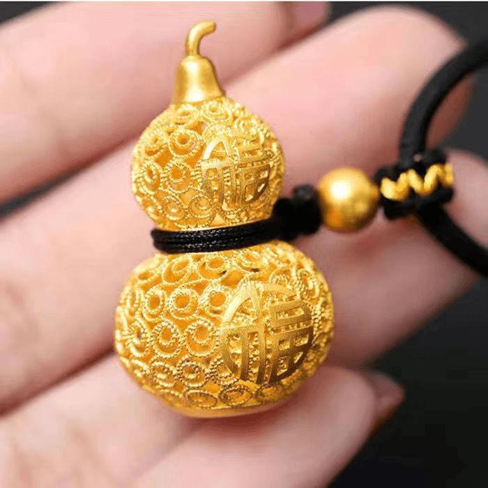 

Gold Gourd Fortune Gourd 24k Gold-plated Pendant Men and Women Fortune Full of Hanging Jewelry Attract Wealth Necklace