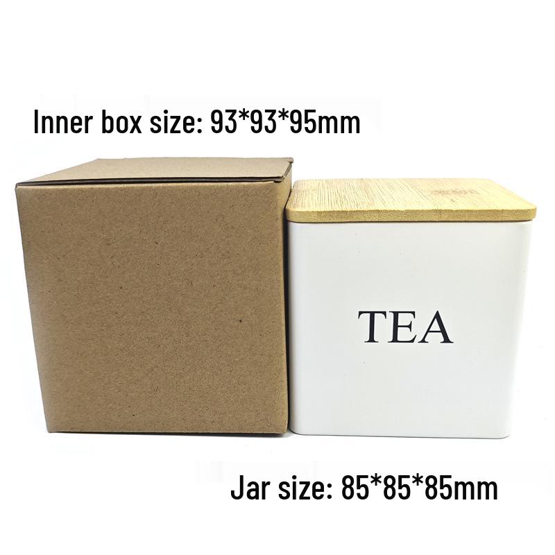 Elegant Bamboo & Wood Lid Tea Caddy, Tinplate Storage Box, Moisture-Proof Sealed Jar for Coffee Beans & Candy.