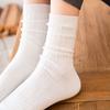 Retro Trendy Solid Color Stripe Middle Tube Hosiery Cotton Women Wool Socks Korean Style Socks