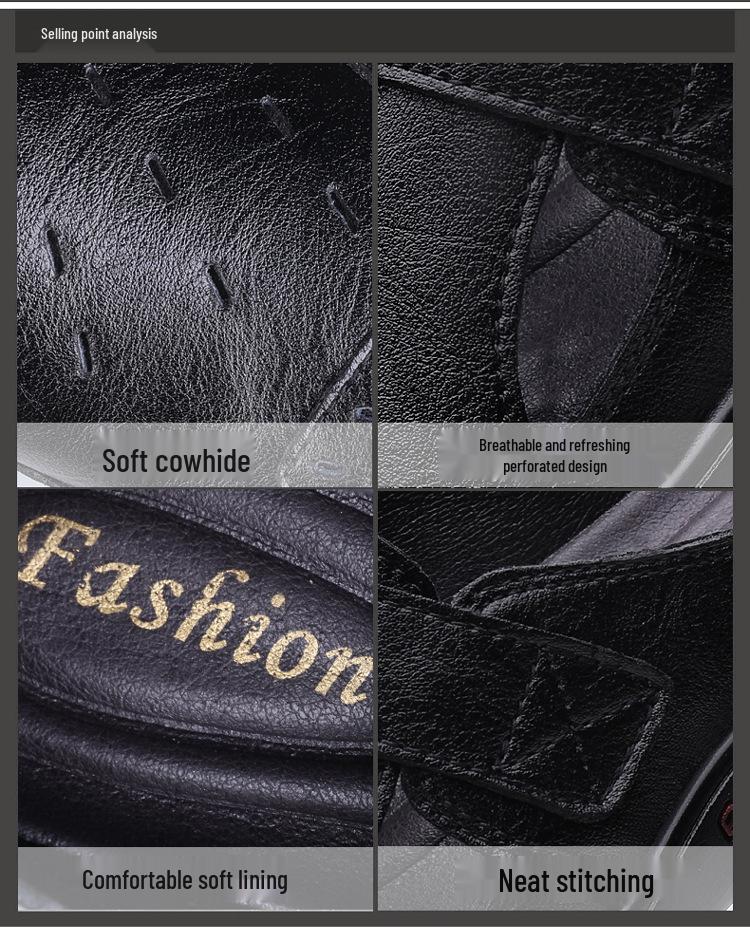 Men's Plus Size Breathable Cowhide Backless Slippers: Summer Hollow Design