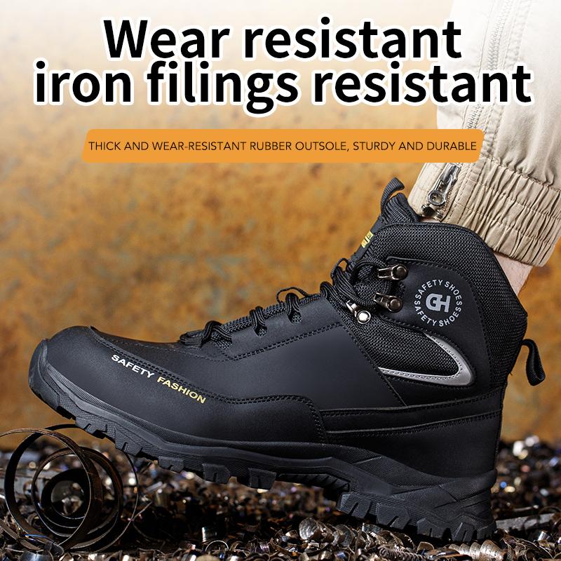 Mens Safety Shoes With Steel Toe Waterproof Boots Puncture Proof Anti-smash Mens Outdoor Work Sneakers Protective Work Boots