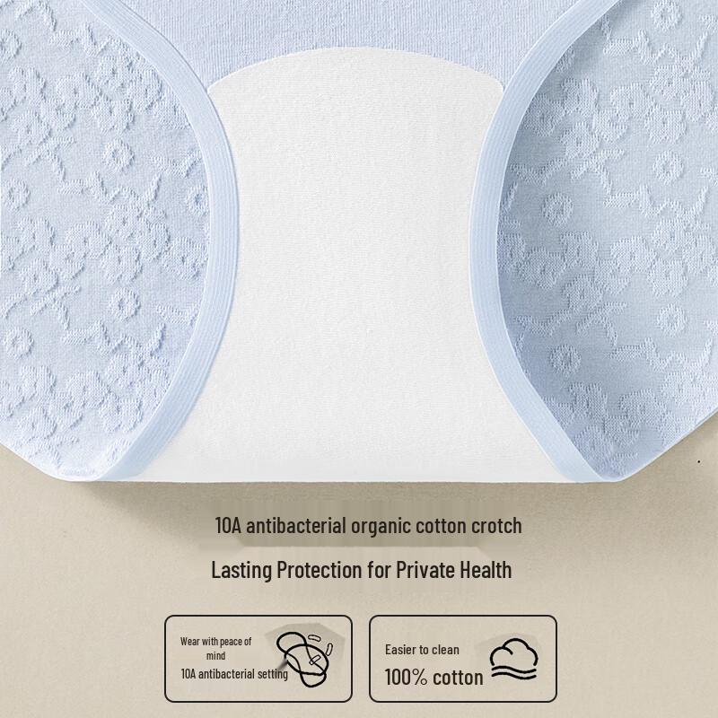 MaoRen Women's Seamless Pure Cotton Mid-Waist Antibacterial Briefs 4-Pack