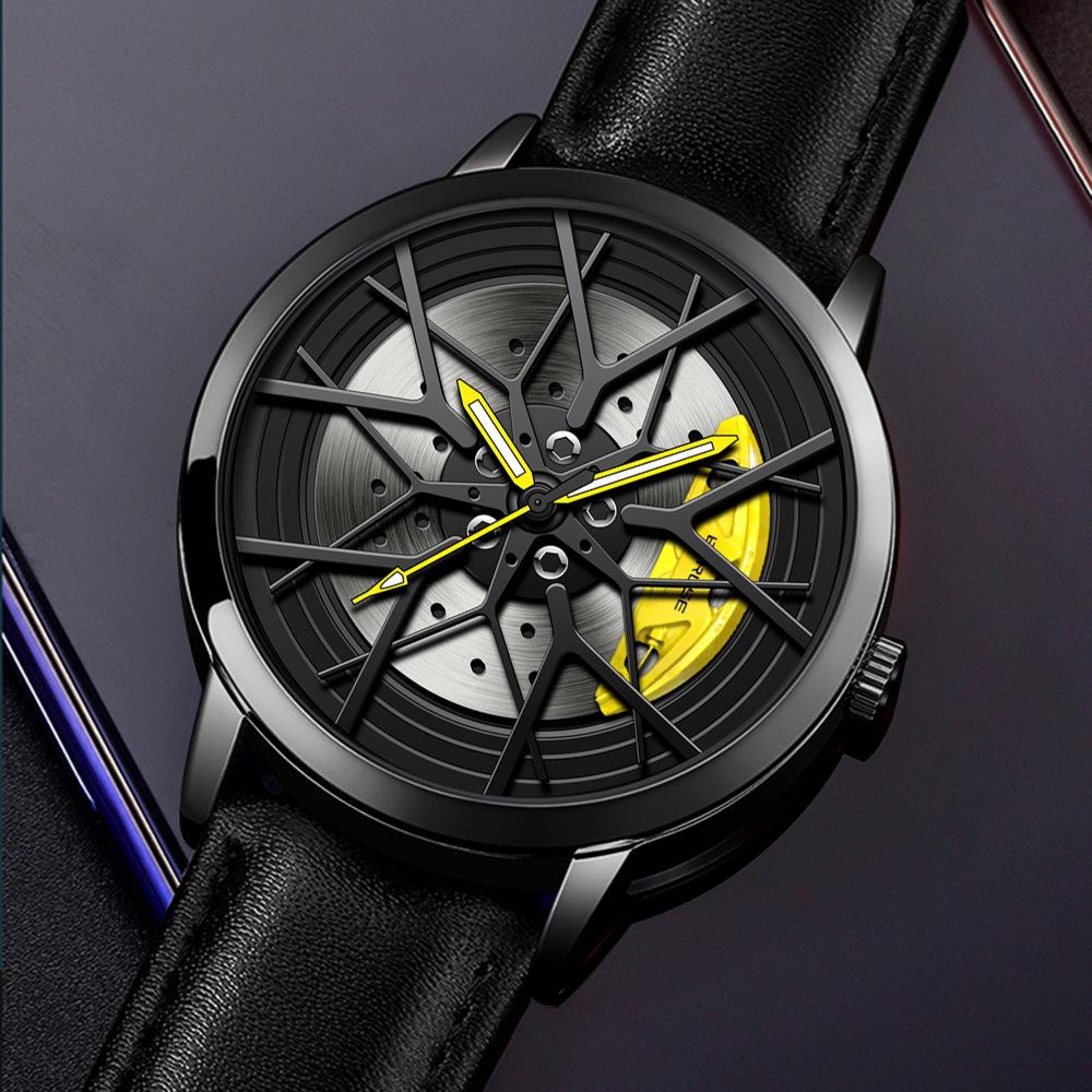Boruse Trendy Locomotive Wheel Hub Watch Men'S Automatic Waterproof Luminous Quartz Watch