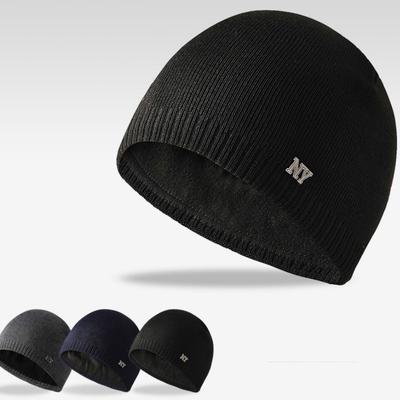 Men's Autumn and Winter Warm Caps NY Iron Straight Hat Outdoor Casual Hat Knitted Wool Cap