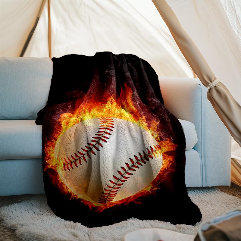 Baseball Theme Printed Blanket - Perfect for Couch, Bed, Travel & Outdoor Use | Machine Washable, Cozy & Durable.