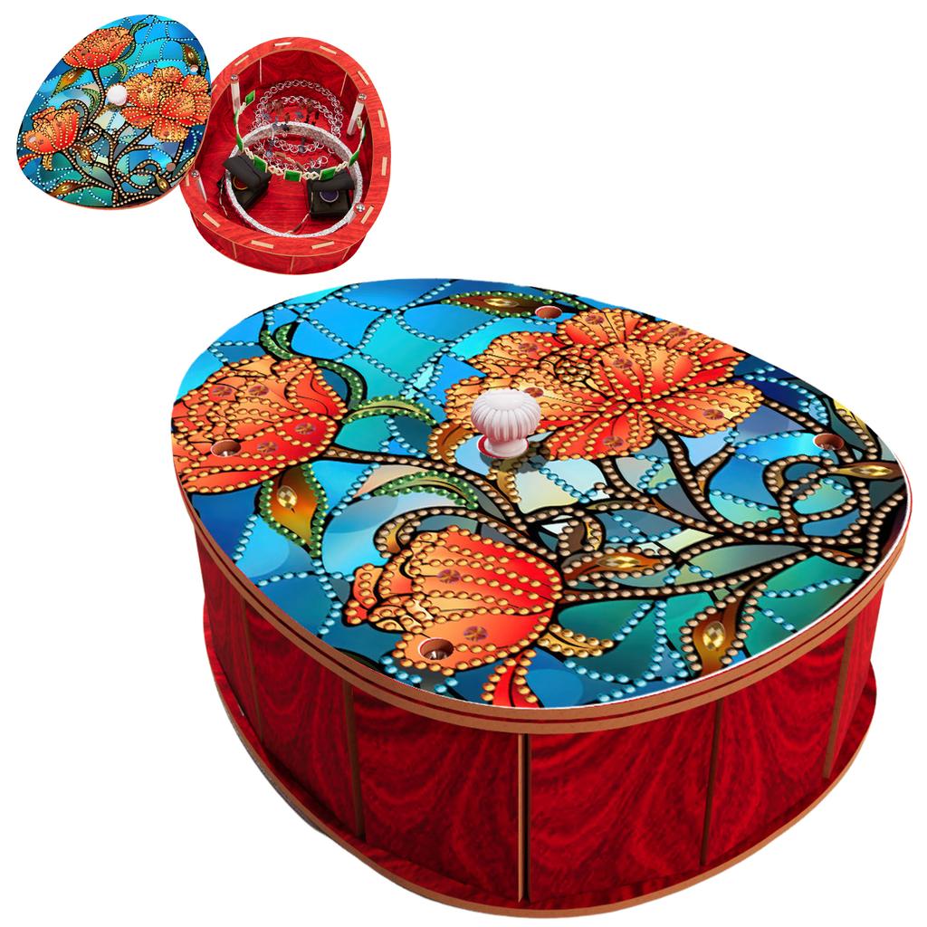 5D DIY Diamond Art Rhinestones Decorative Holder Box with Lid Diamond Painting Jewelry Box Egg-Shaped Birthday Gifts for Friends