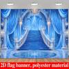 2D Plane, Ice Blue Dreamy Crystal Castle Theme, Featuring Blue Velvet Stairs and Crystal Chandeliers