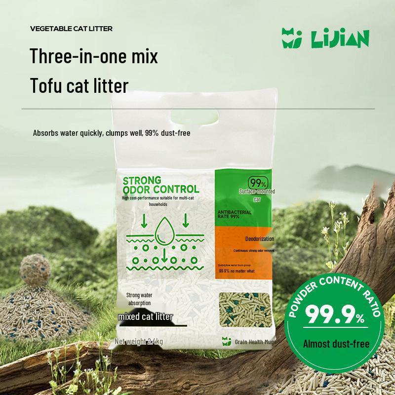 Tofu Cat Litter: Dust-Free, Deodorizing, Non-Stick, Good Clumping, Mixed Formula Mixed Cat Litter 2.4kg