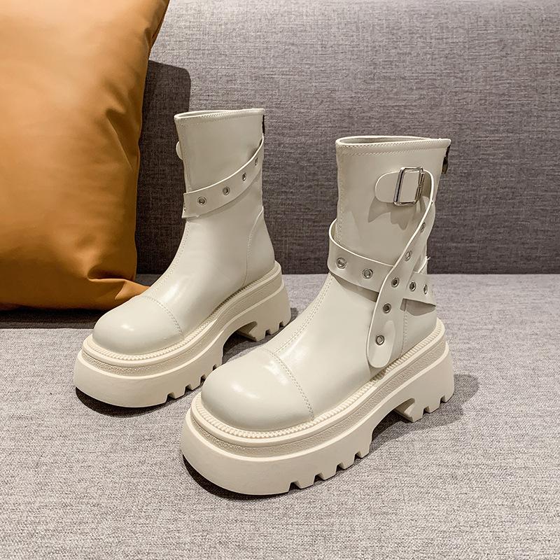 

Martin boots women s spring and autumn single boots 2025 new summer British style heightening short boots belt buckle thick-soled thin boots 35