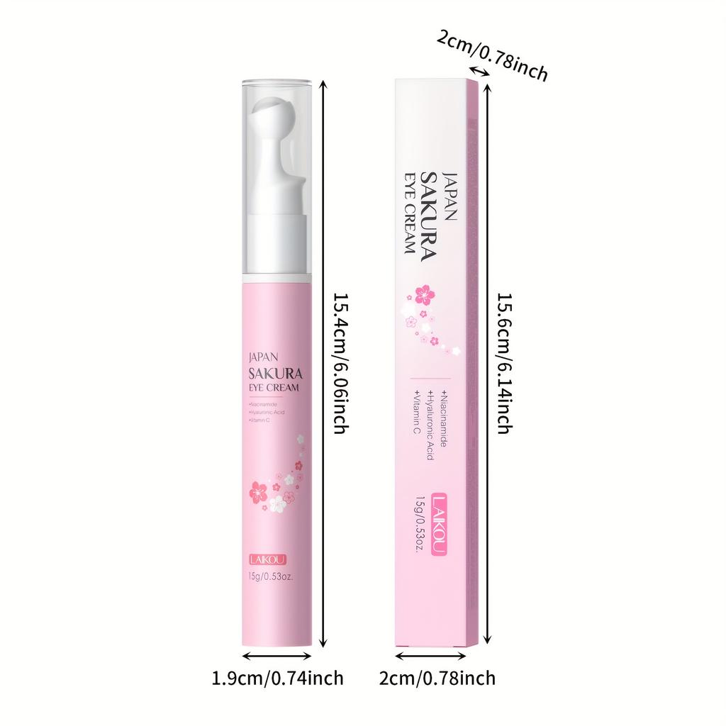 LAIKOU Sakura Eye Cream - Smoothing Eye Roller with Vitamin C, Niacinamide & Hyaluronic Acid, Cherry Blossom Scent, Moisturizing &, Eye Care