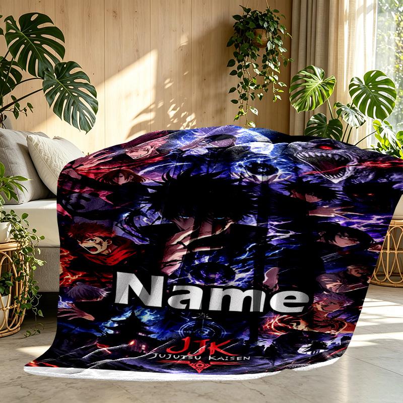 Custom Name Personalized Jujutsu Kaisen Print Blanket, Home Decor, Bedroom, Sofa, Camping, Couch, Gifts for Birthday ChristmasEnthusiasts