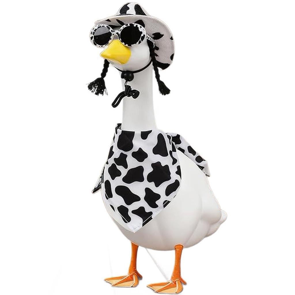 Cow Print Costume Set with Hat Bandana Sunglasses and Headband Western Style Accessories for Party Outfit