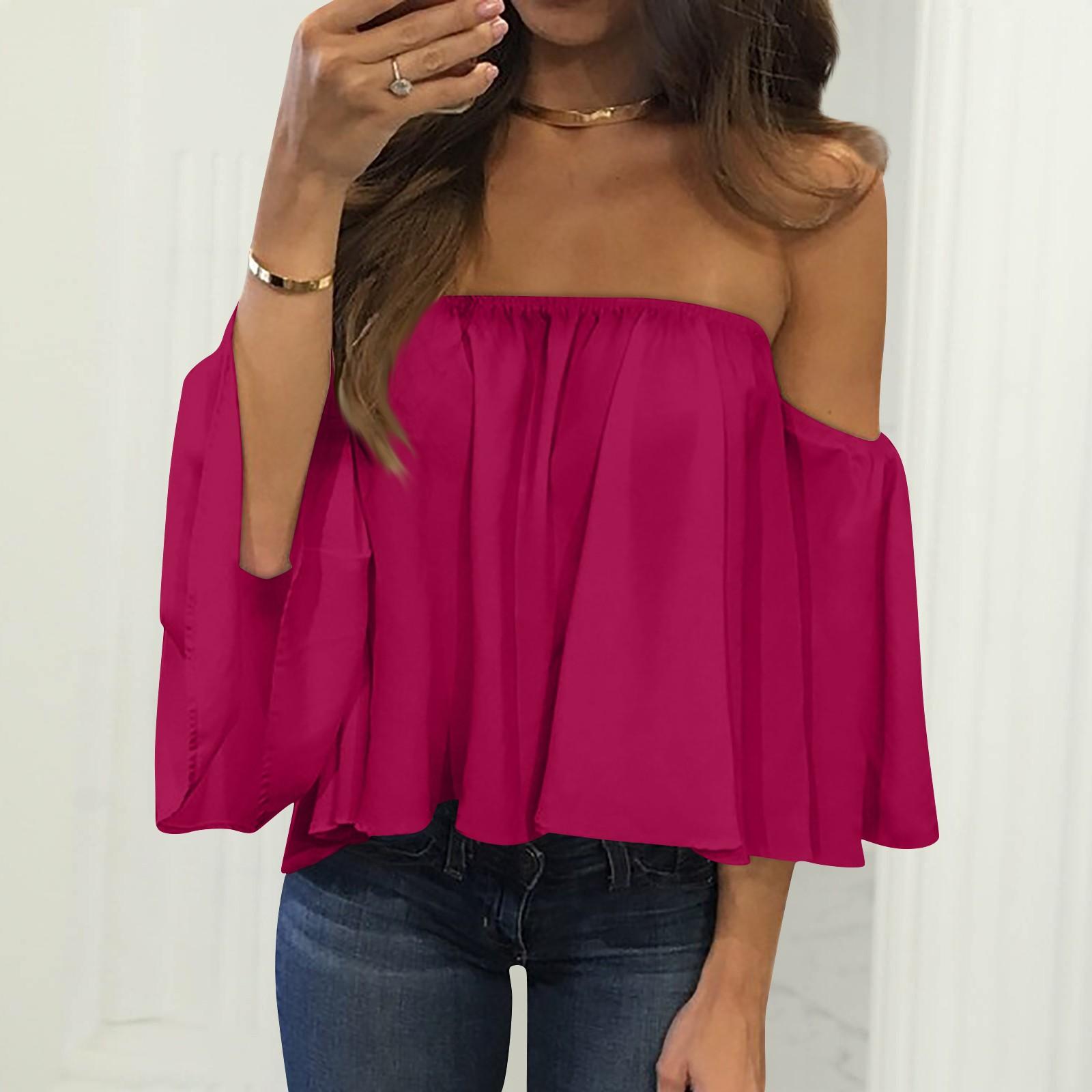 

Однотонний жіночий сексуальний топ без бретелей L гарячі рожевого кольору