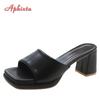 Aphixta Plus Size 45 46 Cool 7cm Chunky Heels Platform Women Flip Flops Summer Peep Toe Slides White Baby Pink Shoes