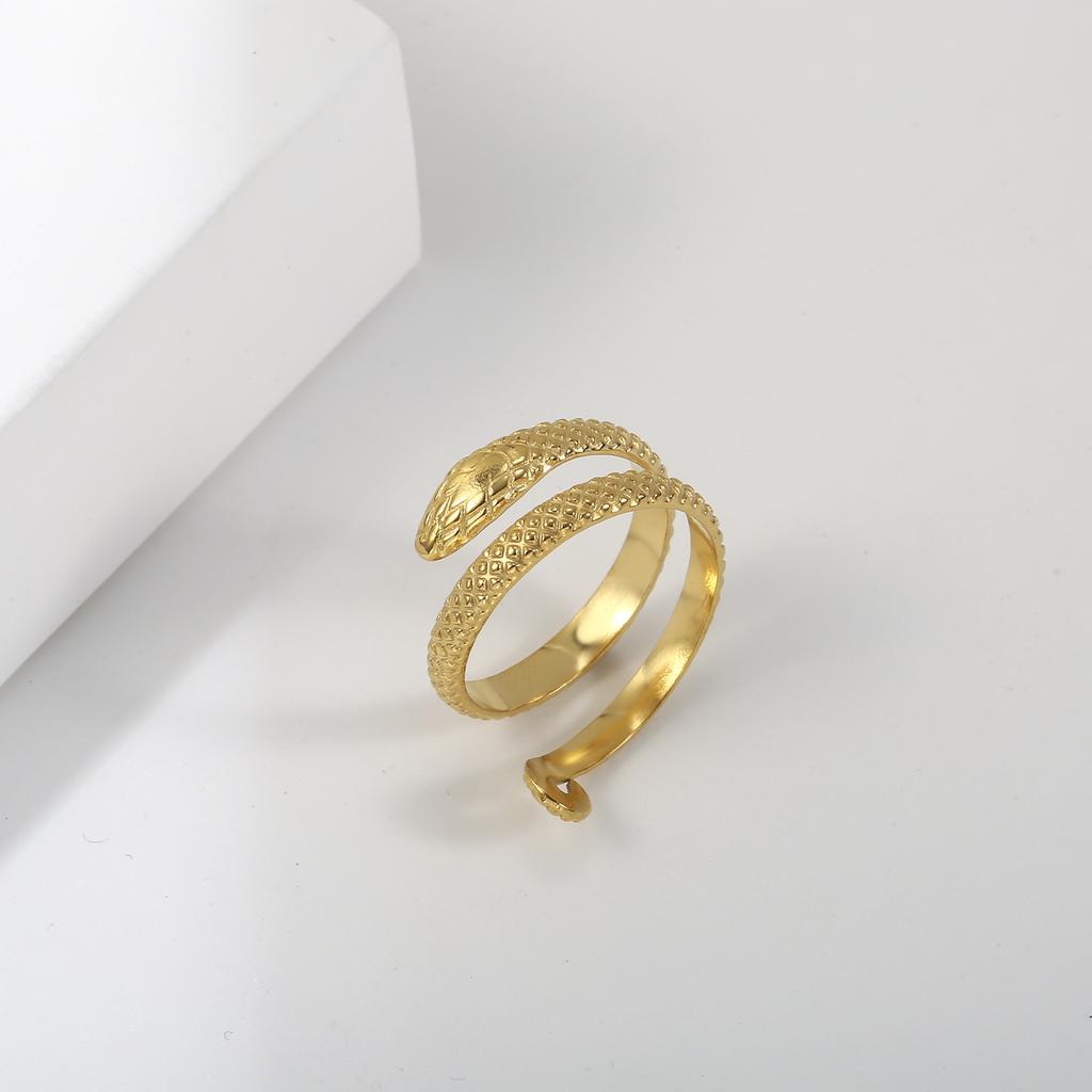 Cazador Stainless Steel Gold Color Open Rings for Women Animal Twisting Snake Finger Rings Punk Jewelry Party Mother Day Gift