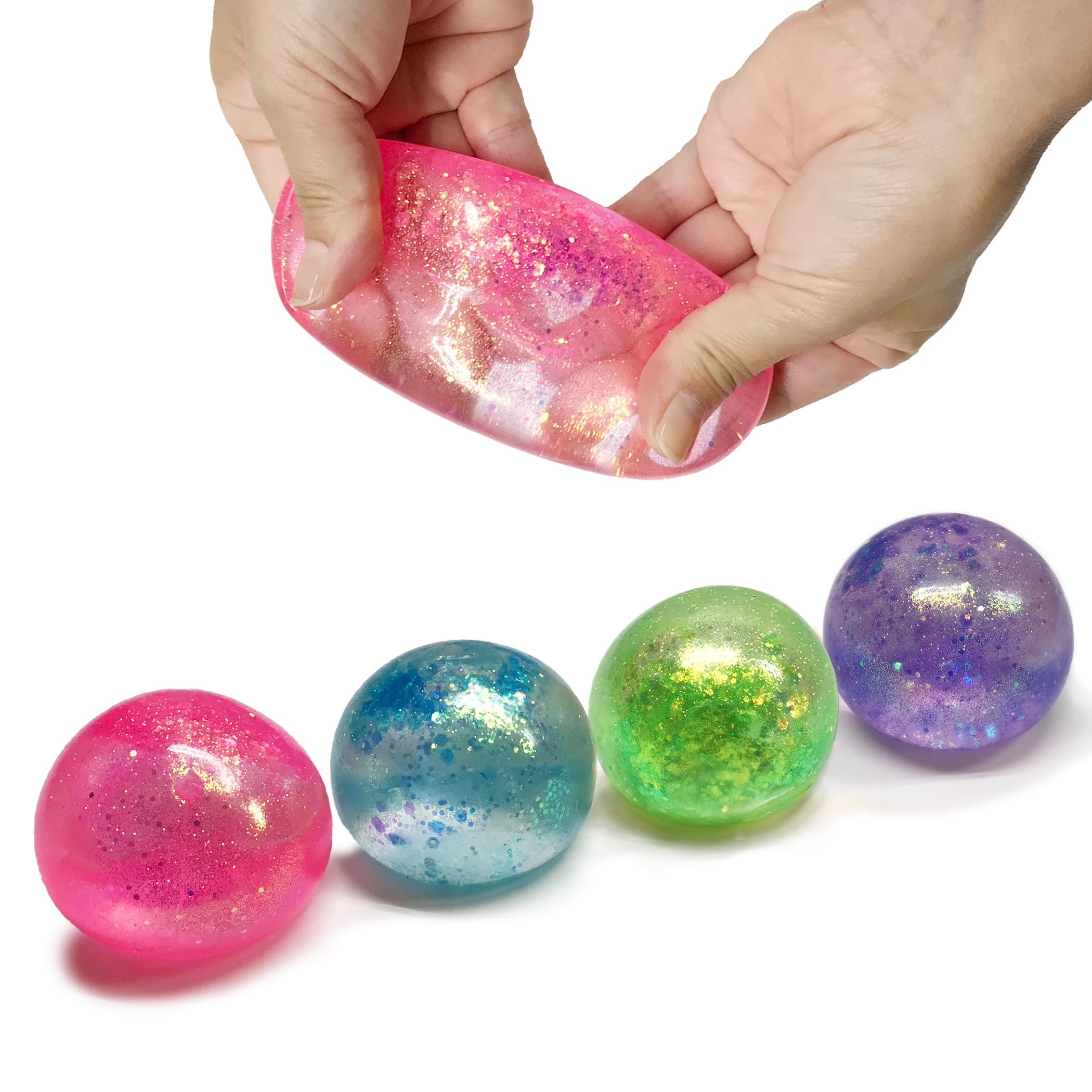 

Squeeze Mysterious Balls, Stress Relief, Sparkly Toy, Cute Balls (Set of 4)