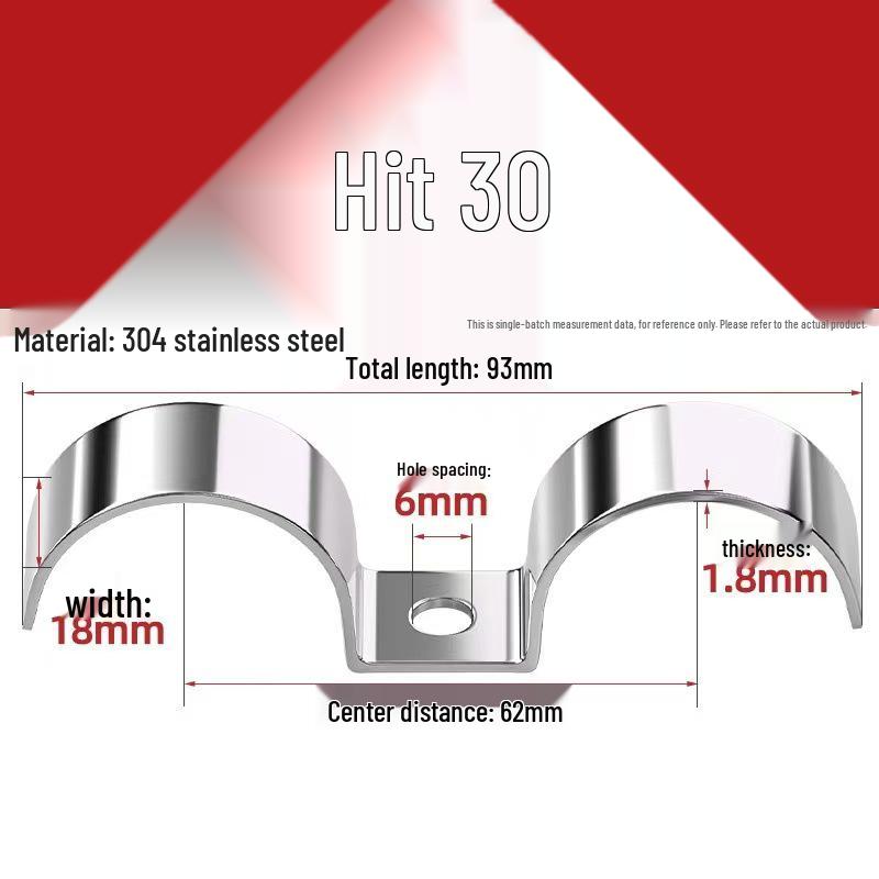 304 Stainless Steel P-Type Single-Sided Pipe Clamp, Double Clip, Half-Side Bracket, Single Hole Saddle Clamp