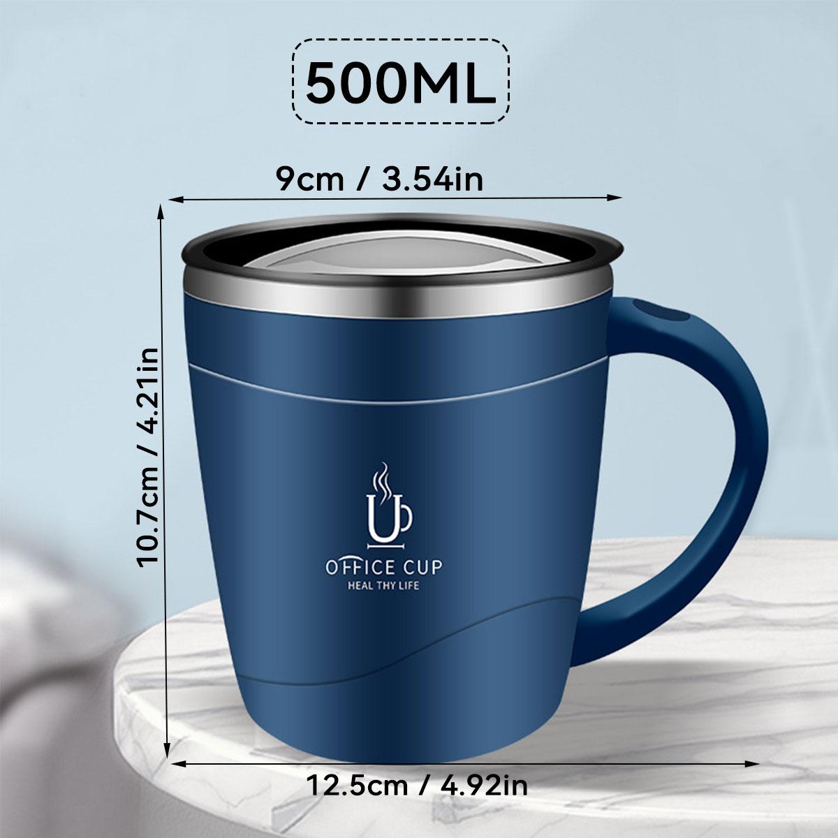 

500ML 304 Stainless Steel Coffee Mug With Handle Double Wall Insulated Drinking Cup Portable Sealed Office Coffee Cup Drinkware 401-500ml синий