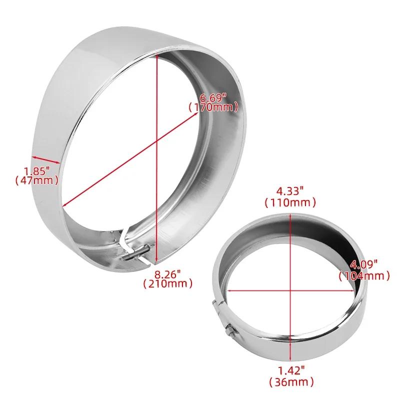 Motorcycle Headlight Trim Visor Ring 7" Bezel 4.5" LED Head Lamp For Harley Touring Road King Electra Glide Softail FLD/FLH