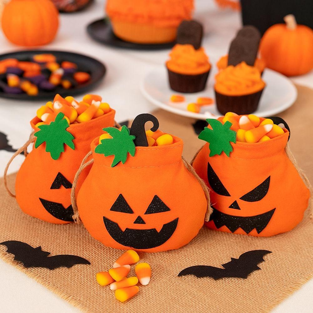 Portable Non-woven Bag Drawstring Candy Bag Pumpkin Buckets Party Favors Bag  Kids Costume