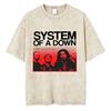 T-shirt Vintage Lavé System Of A Down Homme Rétro Rock Metal T-shirts Oversize Homme Décontracté Coton Haute Qualité