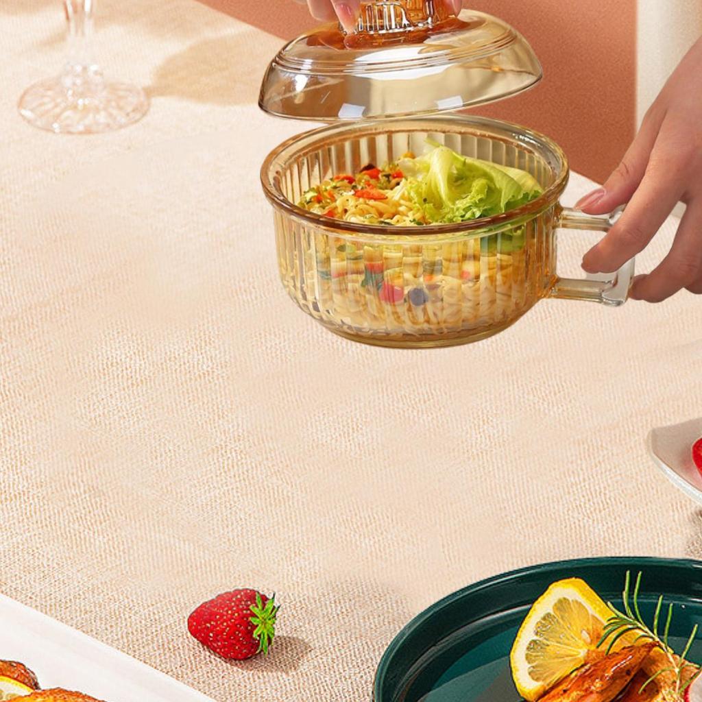 Glasnudelschalen Studentenwohnheim Eintopfschale mit Deckel und Griff für Suppe Milch Salat