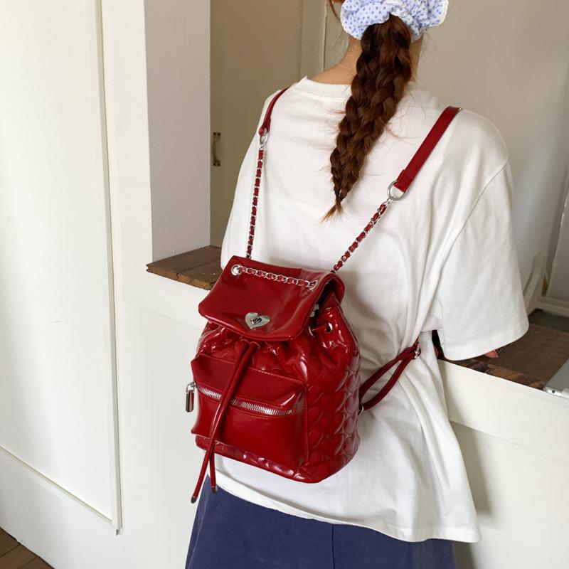 Fashion Chain Backpack Bag Women's New College Style Versatile Travel Bucket Bag Summer Small Backpack