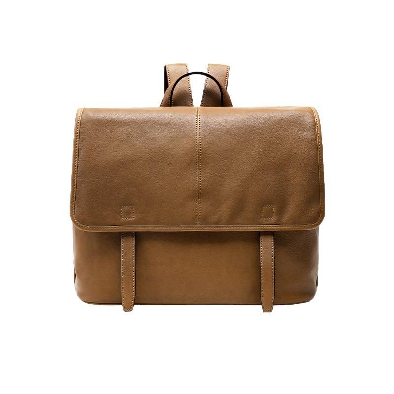 Womens Genuine Leather Messenger Backpack Large Capacity Commuter Bag Urban Minimalist Style