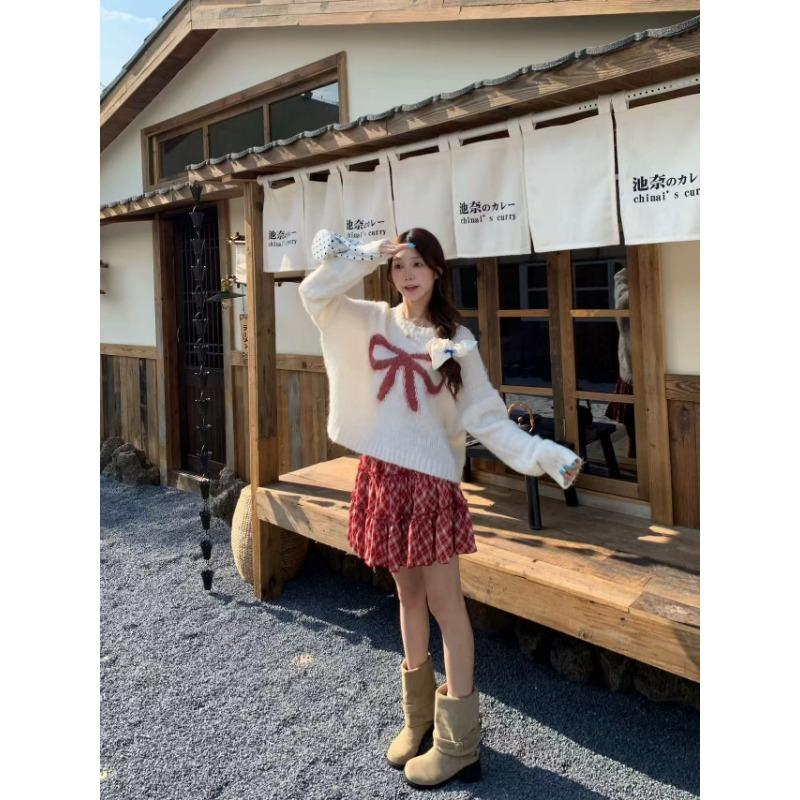 Butterfly Knot Jacquard Women's Sweater Long Sleeved Round Neck Pullover Knitted Sweaters Autumn New Loose Woman Fashion Trendy Top