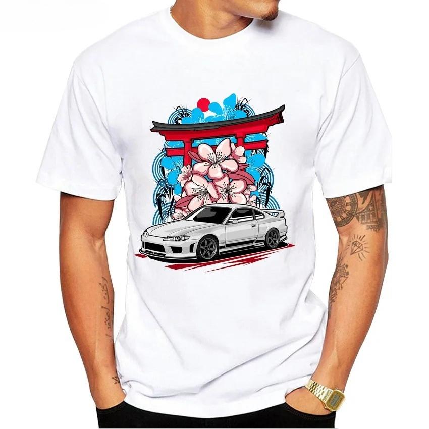 SChassis 13 SR20 Zasilane Klasyczne Koszulki Silvia S13 Kryminalna na Touge Styl Króla Driftu Japoński Samochód Wyścigowy T-shirt Męski JDM