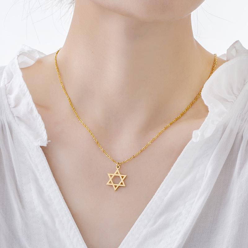 Minimalist Stainless Steel Star of David Necklace for Women