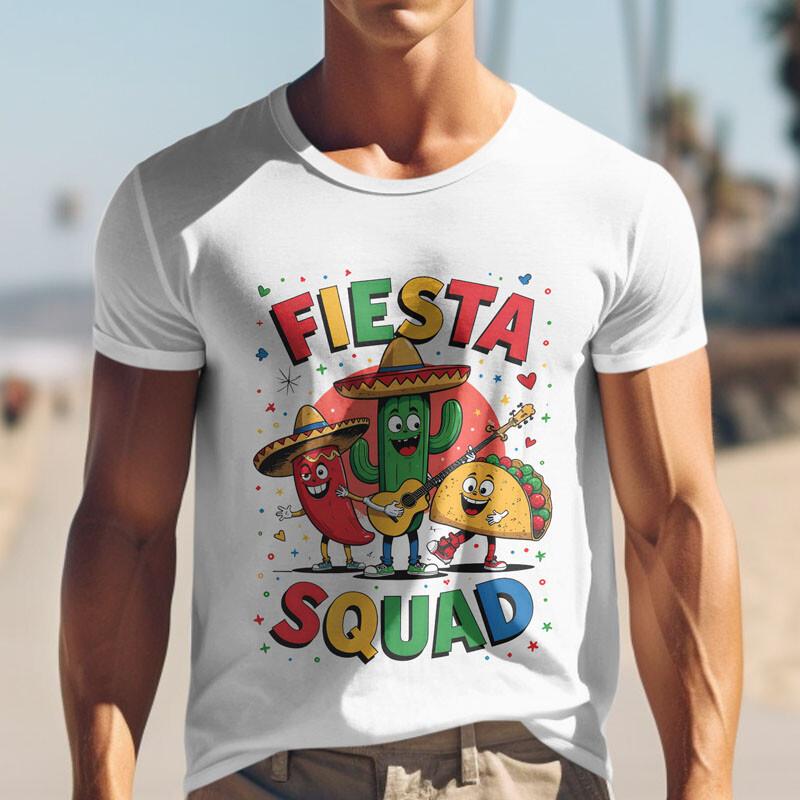 

Men s Plus Size T-shirt With Fiesta Squad Graphic Unisex White Cotton Tee Summer L